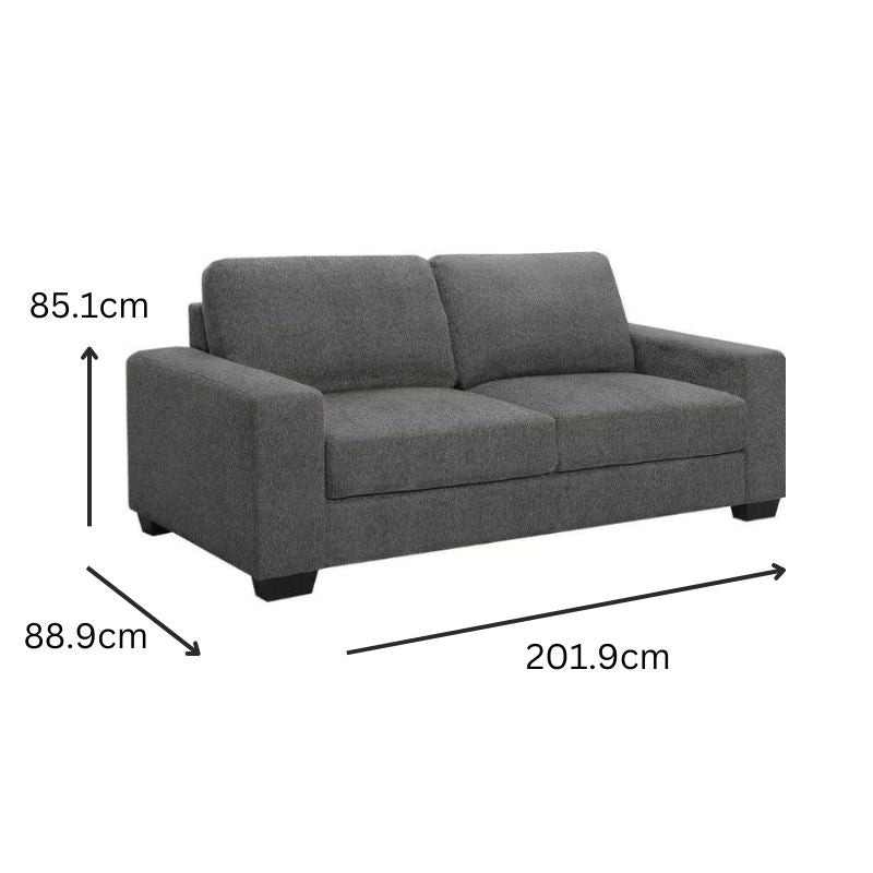 CLEARANCE SALE Brooks 3 Seater Fabric Sofa Dark Grey