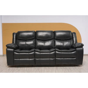 Mendel Black Electric Air Leather Recliner Lounge Suite 3 seater