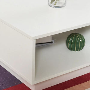 LED High Gloss Top White Coffee Table With Single Drawer