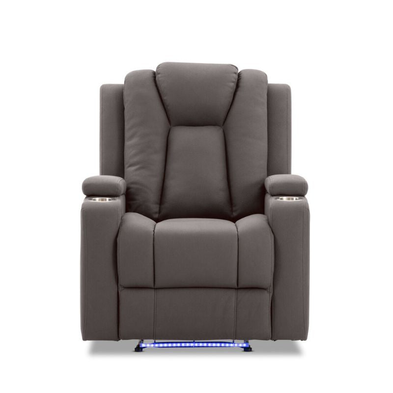 Lyon Theatre Electric Recliner Sofa Buckskin Fabric Single Chocolate