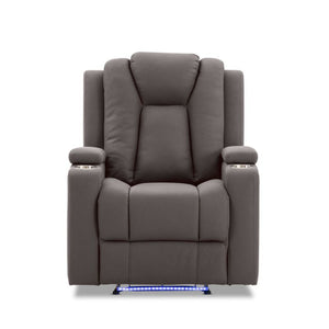 Lyon Theatre Electric Recliner Sofa Buckskin Fabric Single Chocolate