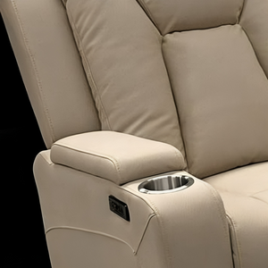 Lyon Theatre Electric Recliner Sofa Buckskin Fabric Single Latte