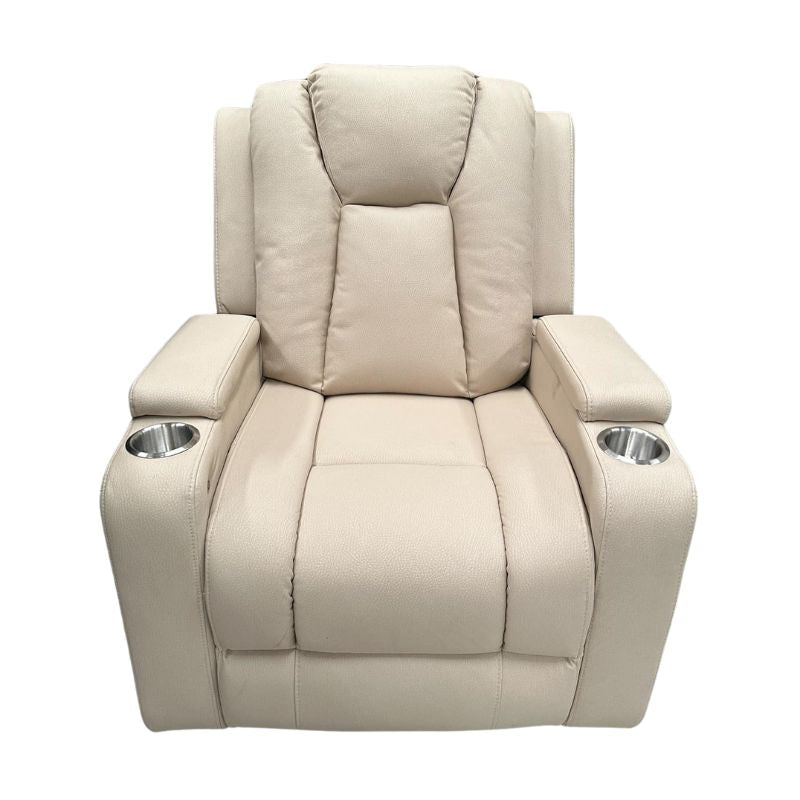 Lyon Theatre Electric Recliner Sofa Buckskin Fabric Single Latte