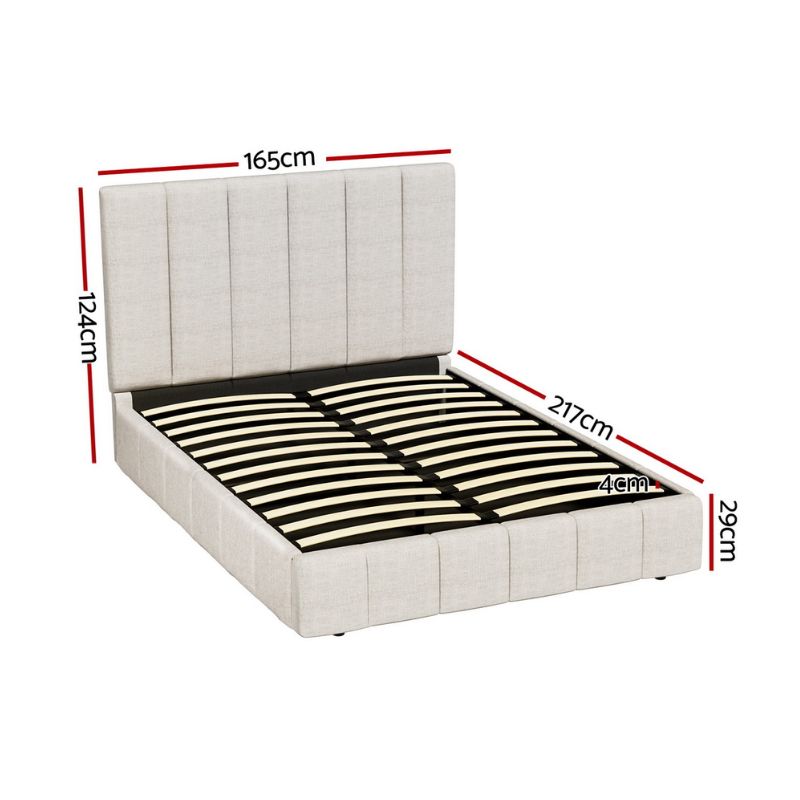 Tally Queen Bed Frame Beige ONLINE ONLY