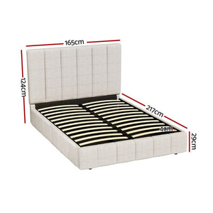 Tally Queen Bed Frame Beige ONLINE ONLY
