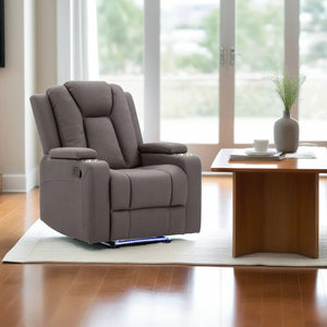 Lyon Theatre Electric Recliner Sofa Buckskin Fabric Single Chocolate