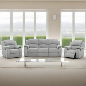 The Paris Manual Recliner Sofa Set Light Gray Fabric