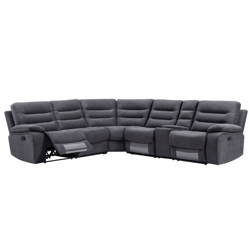 LINCOLN Modular Corner Manual Recliner Sofa Water Resistant Fabric Dark Grey