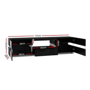 Modern High Gloss Front TV Entertainment Unit 177cm LED Storage Drawer - Black