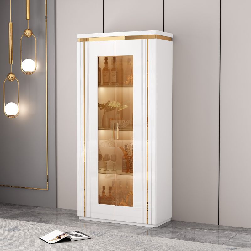 Julie Display Cabinet LED light Gloss White Gold Metal 90Lx40Dx190Hcm ...