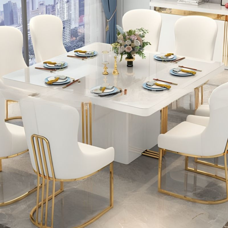 PRE ORDER Asta Luxury Square Dining Table White Gold