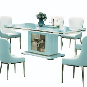 Asta Luxury Tempered Glass Top High Gloss Dining Table