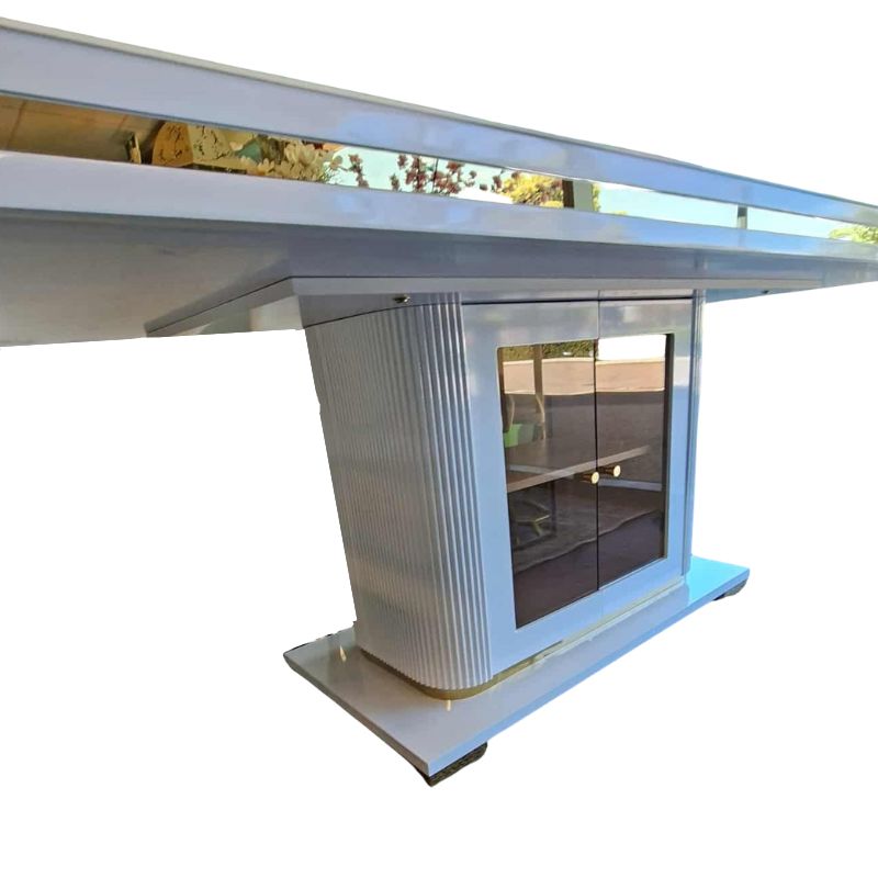 Asta Luxury Tempered Glass Top High Gloss Dining Table