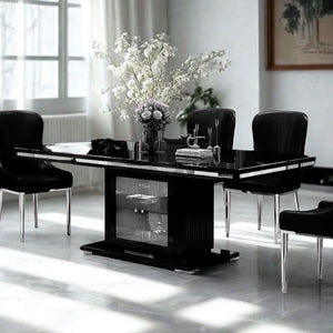 Asta Luxury Tempered Glass Top High Gloss Dining Table