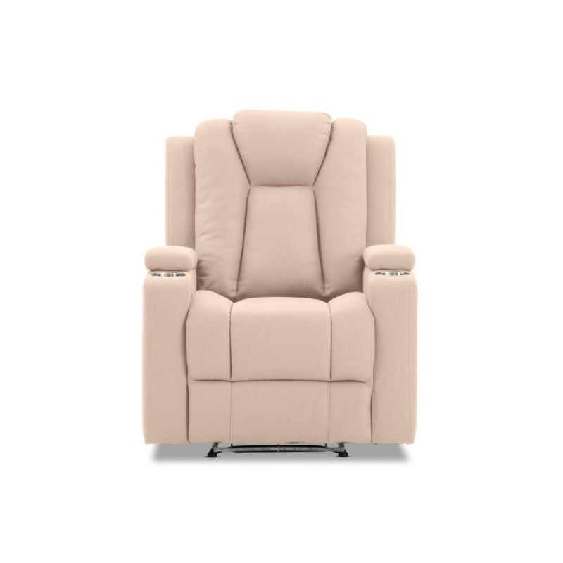 CLEARANCE SALE Lyon Theatre Electric Recliner Sofa Buckskin Fabric Single Latte