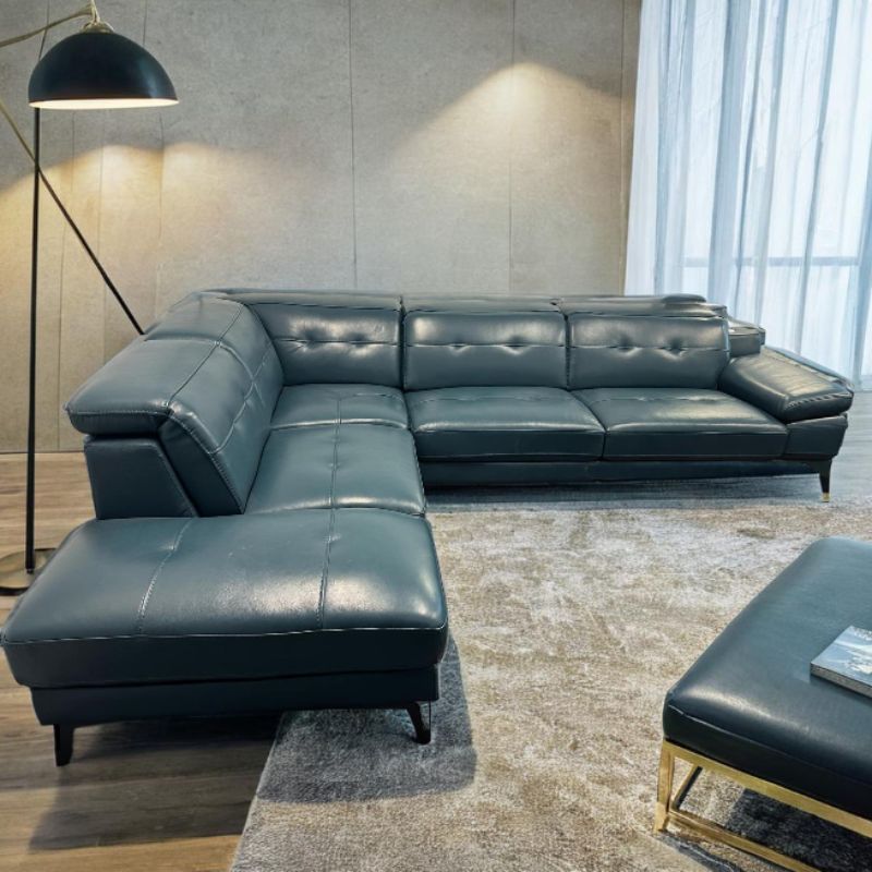 Olympia Genuine Leather L Shape Sofa with Adjustable headrest & Built in Bluetooth Speakers Left