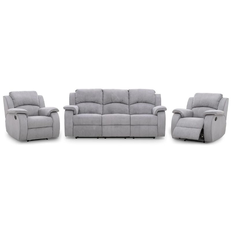 The Paris Manual Recliner Sofa Set Light Gray Fabric