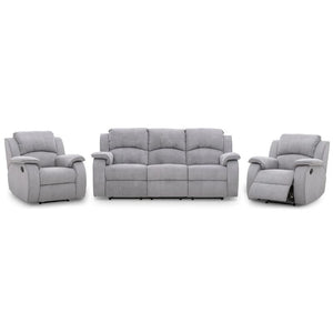 The Paris Manual Recliner Sofa Set Light Gray Fabric