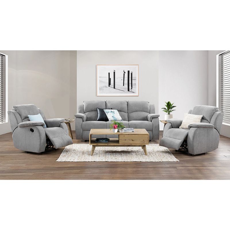 The Paris Manual Recliner Sofa Set Light Gray Fabric