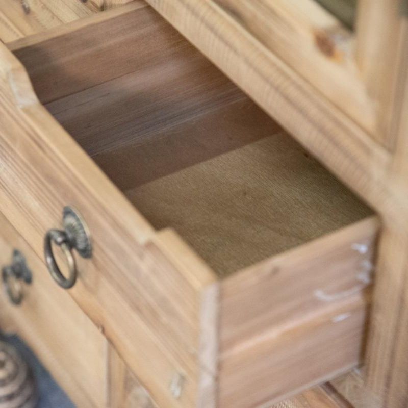 Display wooden storage tall cabinet with glass doors
